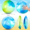 Deekin 2 Pcs 15 Inch Marbleized Bouncy Balls Large Inflatable Rubber Sensory Ball for Playground Outdoor (Blue and Green) view 2