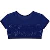 FEESHOW Kids Girls Sequins Metallic Crop Tank Tops Dancewear Athletic Sports Gymnastics Ballet Activewear Tee Shirt Dark Blue 6 Years view 3