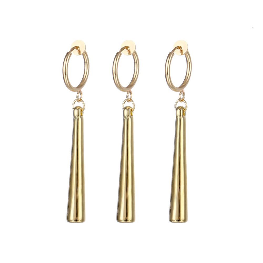3 Pcs Gold Clip On Anime Cosplay Earrings Zoro Earrings for Women Men Dangle Hoop Cartilage Earrings