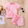 Aruzig Toddler Baby Girl Summer Outfits Tie dye Short Sleeve T-Shirt and Shorts 2Pcs Clothes Set for Girls (Pink White, 5-6 Years) view 2