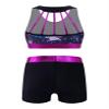 Hedmy Kids Girls Tankini Two Pieces Swimsuit Tank Top and Shorts Swimwear Outfit Beach Bathing Suit Black Horse 12 Years view 2