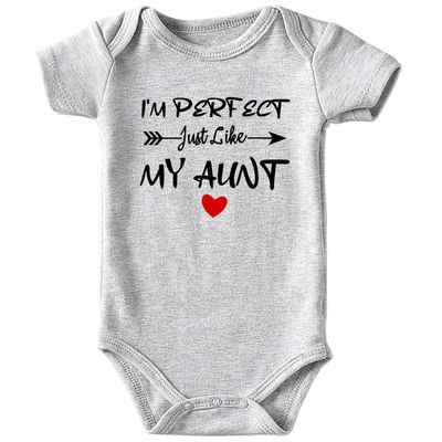 Acwssit I'M Perfect Just Like My Aunt Baby Boy Clothes Unisex Funny Baby Bodysuit 0-3 months (gray,6-9M)