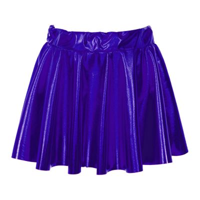 FEESHOW Kids Girl's Shinny Metallic Skater Skort Ballet Dance Athletic Mini Skirt Dancewear Cheerleading Costumes Royal Blue 1 2-4 Years