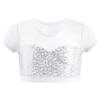 FEESHOW Kids Girls Sequins Metallic Crop Tank Tops Dancewear Athletic Sports Gymnastics Ballet Activewear Tee Shirt White 14 Years view 1