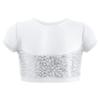 FEESHOW Kids Girls Sequins Metallic Crop Tank Tops Dancewear Athletic Sports Gymnastics Ballet Activewear Tee Shirt White 14 Years view 2