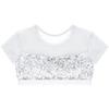 FEESHOW Kids Girls Sequins Metallic Crop Tank Tops Dancewear Athletic Sports Gymnastics Ballet Activewear Tee Shirt White 14 Years view 3