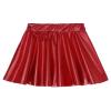 Aislor Toddler Youth Girls Metallic Athletic Dance Skirt Pleated Mini Skirts High Waist Scooter Skater Skirt Skort Red 10-12 Years view 3