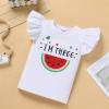 IBTOM CASTLE Toddlert Newborn Baby Little Girls One Years Old Birthday Party Outfits Watermelon Princess Romper Top + Tutu Skirt Toddler Princess Photo Shoot Fruit Theme Clothes Red - I'M THREE 3T view 4
