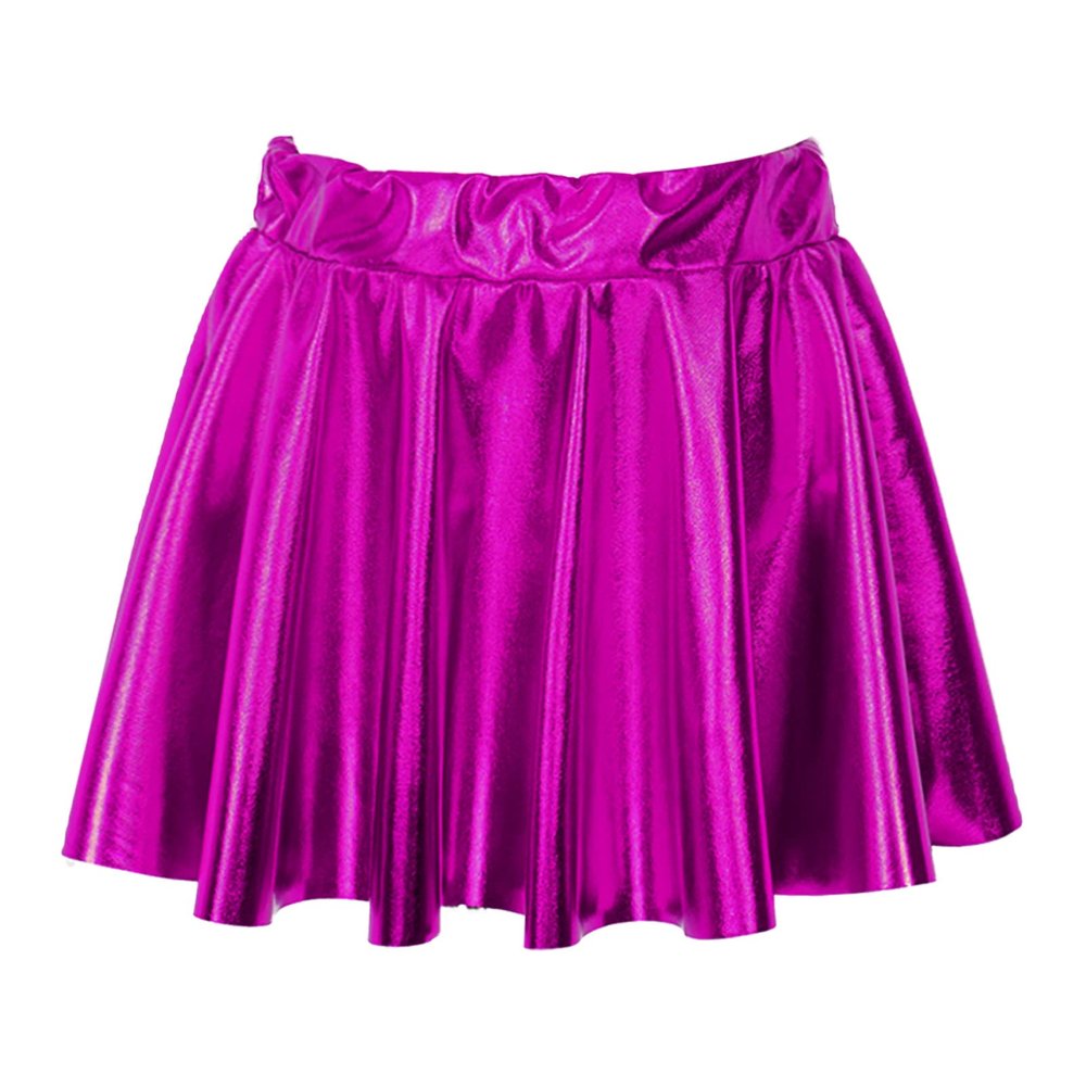 Aislor Toddler Youth Girls Metallic Athletic Dance Skirt Pleated Mini Skirts High Waist Scooter Skater Skirt Skort Hot Pink 2-4 Years