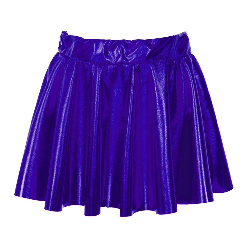 FEESHOW Kids Girl's Shinny Metallic Skater Skort Ballet Dance Athletic Mini Skirt Dancewear Cheerleading Costumes Royal Blue 1 15-16 Years
