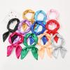 23.6" Square Neck Scarf Satin Handkerchief Hair Band Solid Color Head Wraps for Women (Pink) view 3