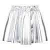 Aislor Toddler Youth Girls Metallic Athletic Dance Skirt Pleated Mini Skirts High Waist Scooter Skater Skirt Skort Silver 15-16 Years view 2