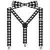 SATINIOR Suspender Bow Tie Set Clip On Y Shape Adjustable Braces, 80s Suspenders Shoulder Strap for Men Women Halloween Cosplay Party(Red and White Plaid), 4.3 x 2.3 inches view 1