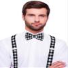 SATINIOR Suspender Bow Tie Set Clip On Y Shape Adjustable Braces, 80s Suspenders Shoulder Strap for Men Women Halloween Cosplay Party(Red and White Plaid), 4.3 x 2.3 inches view 2