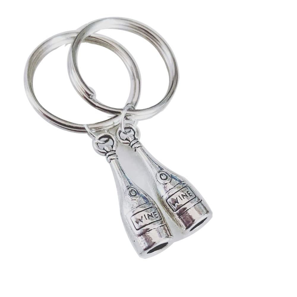 2Pcs Wine keyring, wine lover gifts, wine keychain, charm keyring