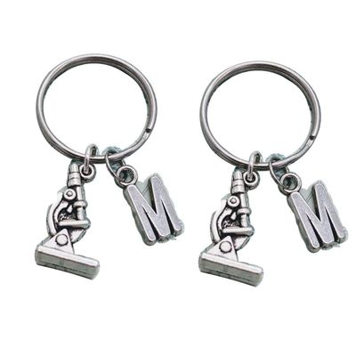 2Pcs Microscope keyring, science gift, graduation Keychain, biology gifts, DNA keyring, science student gifts