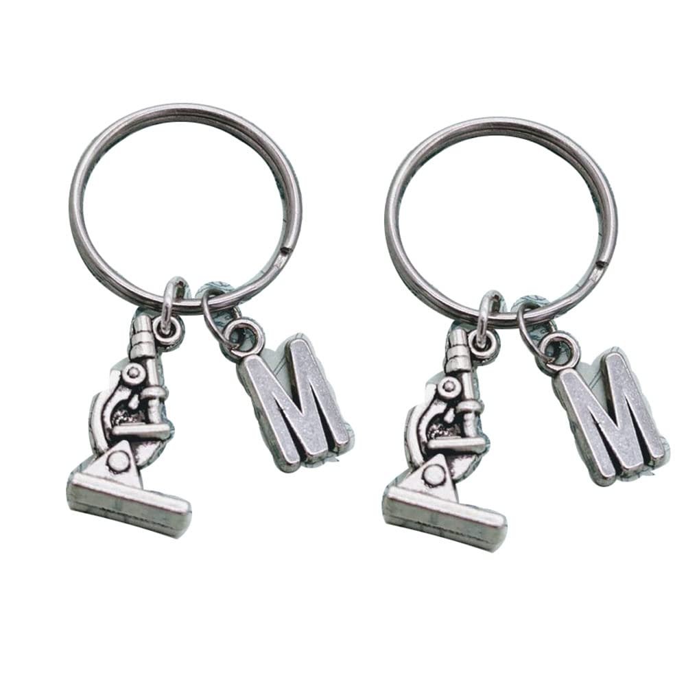 2Pcs Microscope keyring, science gift, graduation Keychain, biology gifts, DNA keyring, science student gifts