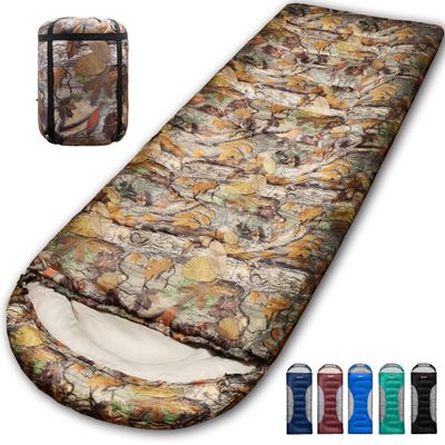 0 Degree Winter Sleeping Bags for Adults Camping -Temp Range (5F  32F) Portable Waterproof Compression Sack- Cold Weather Sleeping Bags for Big and Tall in Env Hoodie: Hiking Backpacking 4 Season