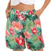 QWENTMTNTY Women's Summer Casual Shorts Drawstring Elastic Waist Beach Shorts Floral Print Fashion Short Pants with Pockets Red view 1
