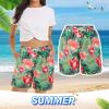 QWENTMTNTY Women's Summer Casual Shorts Drawstring Elastic Waist Beach Shorts Floral Print Fashion Short Pants with Pockets Red view 2
