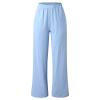 QWENTMTNTY Women Drawstring Pants Cotton Linen Wide Leg Palazzo Pants Elastic Waist Loose Comfy Oceanside Yoga Pants Trousers Blue view 4