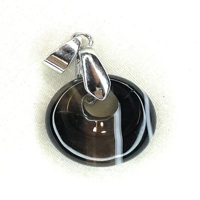 Crystal Necklace - Donut Shaped Pendant with Bail Clear Quartz