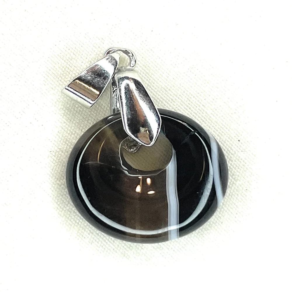 Crystal Necklace - Donut Shaped Pendant with Bail Clear Quartz