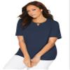 Catherines Women's Plus Size Suprema Pleat-Neck Tee - 2X, Navy view 1