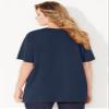 Catherines Women's Plus Size Suprema Pleat-Neck Tee - 2X, Navy view 2
