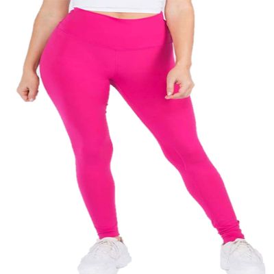 YELETE Women's High Rise Soft Casual Leggings with Inner Pocket, Fuchsia L/XL