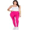 YELETE Women's High Rise Soft Casual Leggings with Inner Pocket, Fuchsia L/XL view 4
