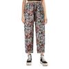 QWENTMTNTY Womens Casual Loose Fit Pants Elastic Waist Cotton Flower Printed Trouser Cropped Straight-Fit Wide Leg Pants Khaki view 1