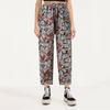 QWENTMTNTY Womens Casual Loose Fit Pants Elastic Waist Cotton Flower Printed Trouser Cropped Straight-Fit Wide Leg Pants Khaki view 2