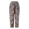 QWENTMTNTY Womens Casual Loose Fit Pants Elastic Waist Cotton Flower Printed Trouser Cropped Straight-Fit Wide Leg Pants Khaki view 3