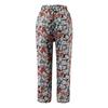 QWENTMTNTY Womens Casual Loose Fit Pants Elastic Waist Cotton Flower Printed Trouser Cropped Straight-Fit Wide Leg Pants Khaki view 4