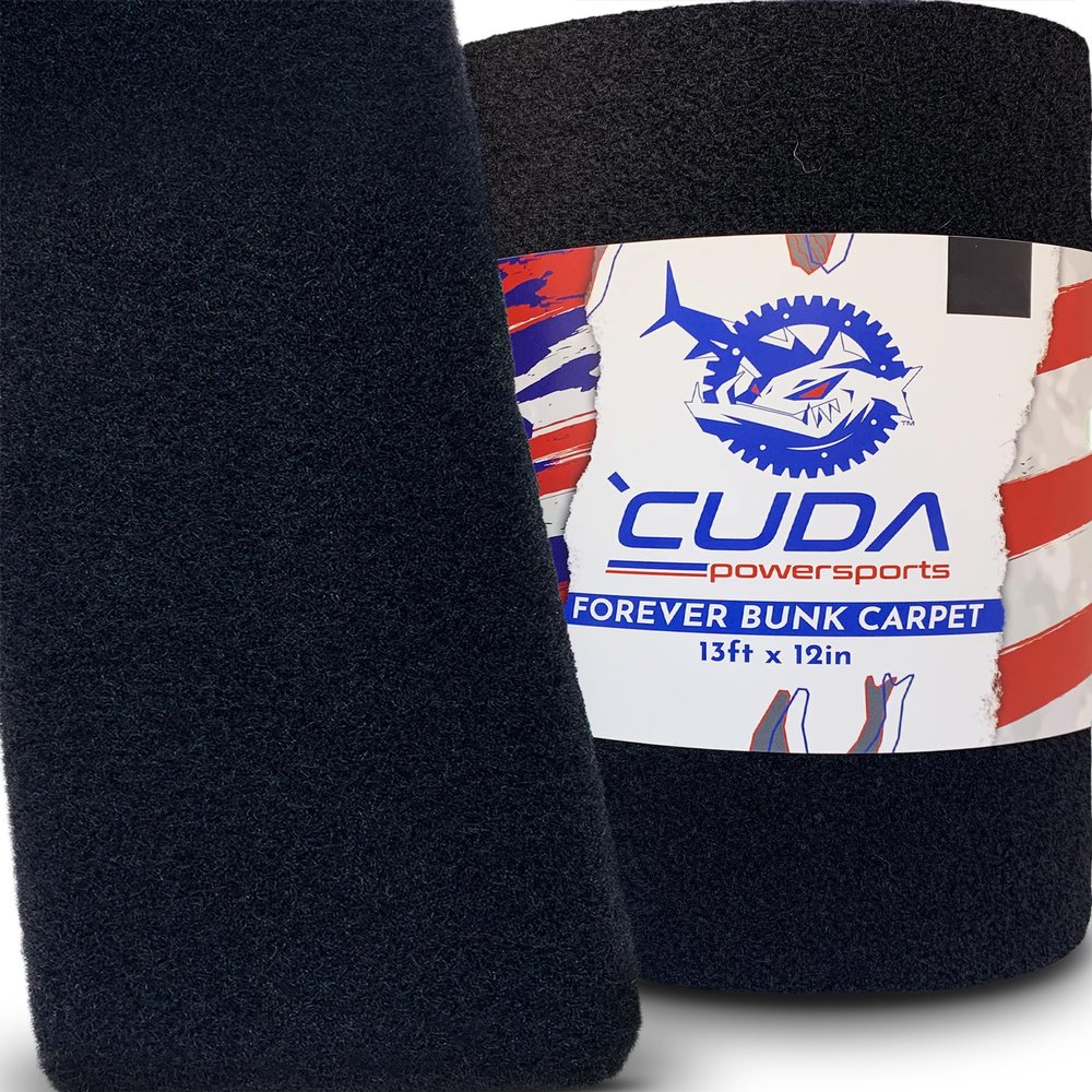 Cuda Boat Trailer Bunk Carpet FOREVER-12 Inch Wide x 13ft- 20 Year Life 36 Oz Roll- Cuda Bunk Carpet for Boat Trailers Parts Accessories Black Lift Runners Covers Waterproof