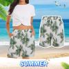 QWENTMTNTY Women's Casual Shorts Summer Comfy Hawaiian Beach Shorts Elastic Waist Floral Print Shorts Pajama with Pockets White view 2
