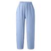 QWENTMTNTY Womens Lounge Pants Cotton Linen Casual Loose Baggy Tapered Drawstring Bottom Elastic High Waisted Trousers Pocket Blue view 4