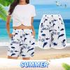 QWENTMTNTY Women's Floral Print Pajama Short Pants Summer Plus Size Elastic Waisted Capri Shorts Joggers Bermuda Shorts White view 2
