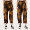 Summer Capri Pants for Women Casual Cotton Floral Cargo Pants Loose Elastic Waist Ankle Cropped Trouser Pockets Yellow view 2