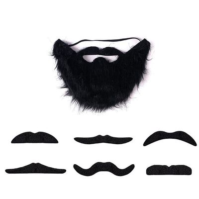 VIGUEUR 7PCS Mustaches Self Adhesive - Fake Beard for Masquerade Black