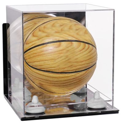 Better Display Cases Acrylic Mini - Miniature (not Full Size) Basketball Display Case with Mirror Case, White Risers, Wall Mount and Mirror Base (B03/A015)