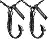 abooxiu Personalized 2PCs Fishing Hook Urn Necklace for Ashes Fish Hook Stainless Steel Cremation Jewelry Memorial Pendant Keepsake for Men (Black&Black) view 1