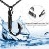 abooxiu Personalized 2PCs Fishing Hook Urn Necklace for Ashes Fish Hook Stainless Steel Cremation Jewelry Memorial Pendant Keepsake for Men (Black&Black) view 4