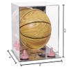 Better Display Cases Acrylic Mini - Miniature (not Full Size) Basketball Display Case with Mirror Case, Pink Risers and Mirror Base (B03/A015) view 2