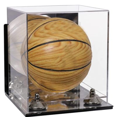 Better Display Cases Acrylic Mini - Miniature (not Full Size) Basketball Display Case with Mirror Case, Silver Risers, Wall Mount and Mirror Base (B03/A015)