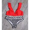 Muteiki Women Printed Ruffled Bikini Swimwear Push up Swimsuit High Waist Biquini Halter Backless Bathing Suit Beach Wear W/red/Medium view 1