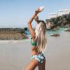 Muteiki Women Printed Ruffled Bikini Swimwear Push up Swimsuit High Waist Biquini Halter Backless Bathing Suit Beach Wear W/red/Medium view 2