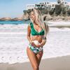 Muteiki Women Printed Ruffled Bikini Swimwear Push up Swimsuit High Waist Biquini Halter Backless Bathing Suit Beach Wear W/red/Medium view 4
