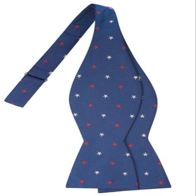 KissTies Patriotic Self-tied Bowtie Silk US Blue Stars 4th Of July Bow Ties